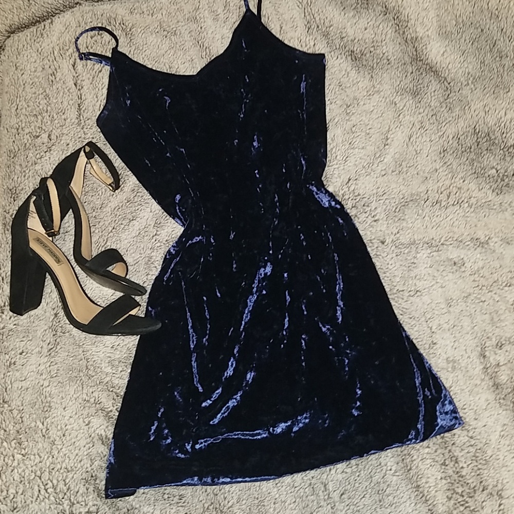 Hollister Navy Velvet Mini Dress